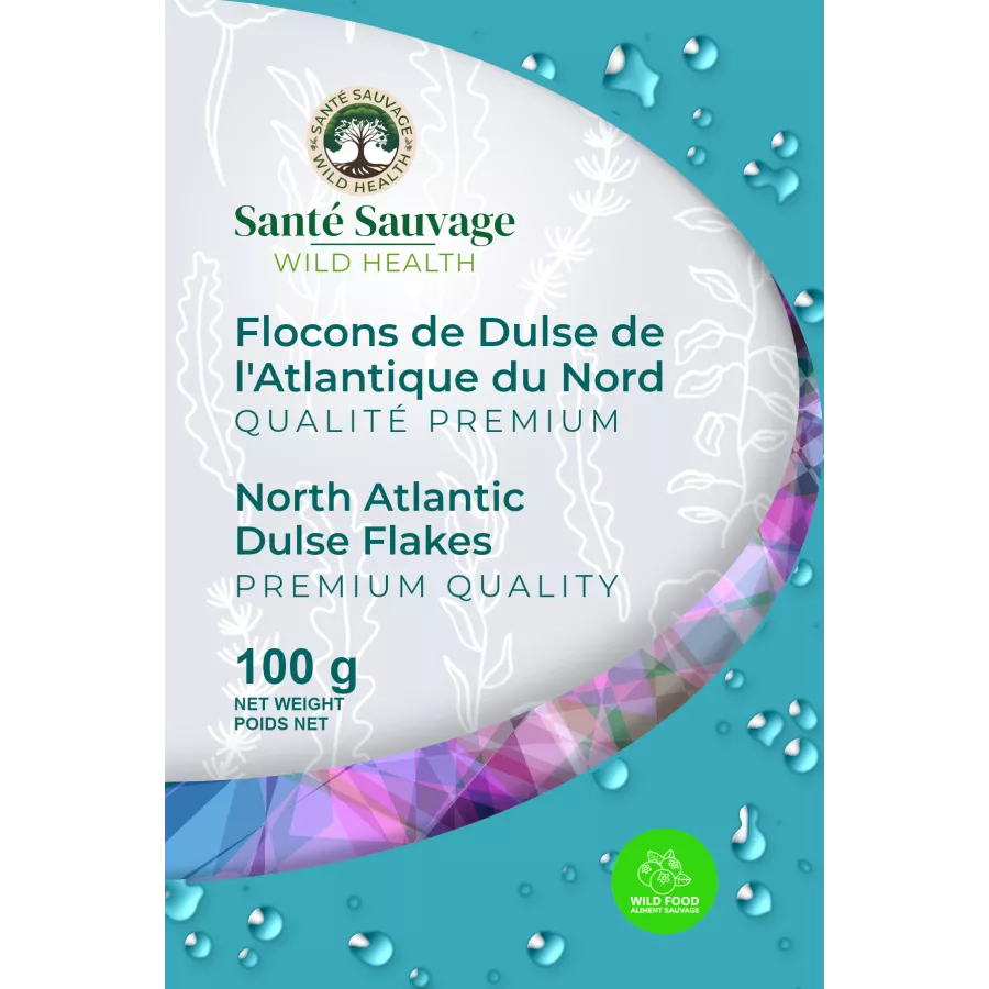 Flocons de dulse premium, récoltés à la main dans les eaux atlantiques de Bretagne. Séchés naturellement, riches en minéraux.