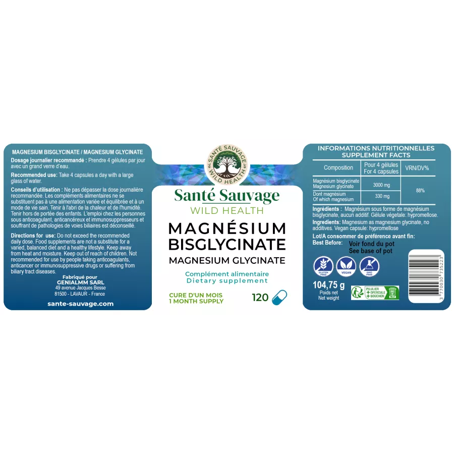 Magnésium Glycinate 120 gélules